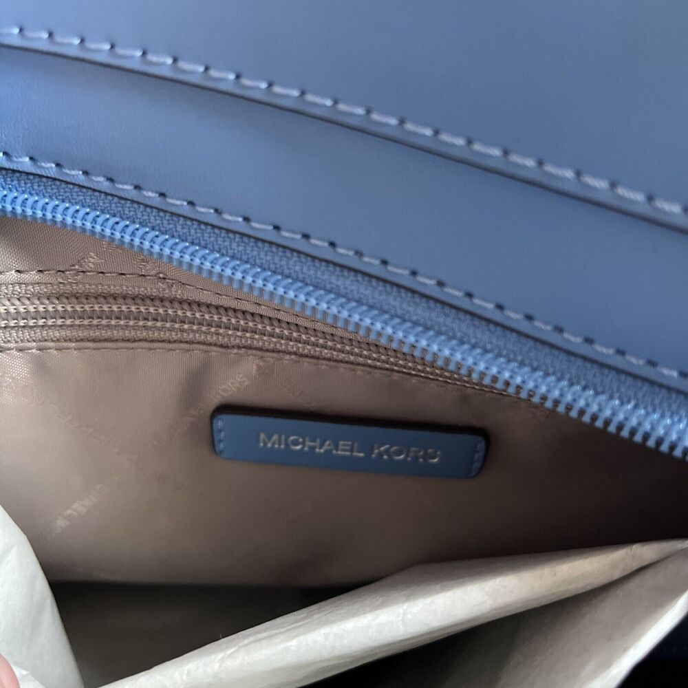 Michael Kors Bag Jet Set Medium Vegan Leather Double Pocket Tote south Pacific - Picture 5 of 11